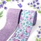 2 Rolls 10 Yards Floral Wired Edge Ribbon, 2.5inch Purple Lavender Burlap Ribbon, Purple Flower Butterfly Gift Wrapping Ribbon for Farmhouse Party DIY Craft Spring Wreaths Bow Decoration